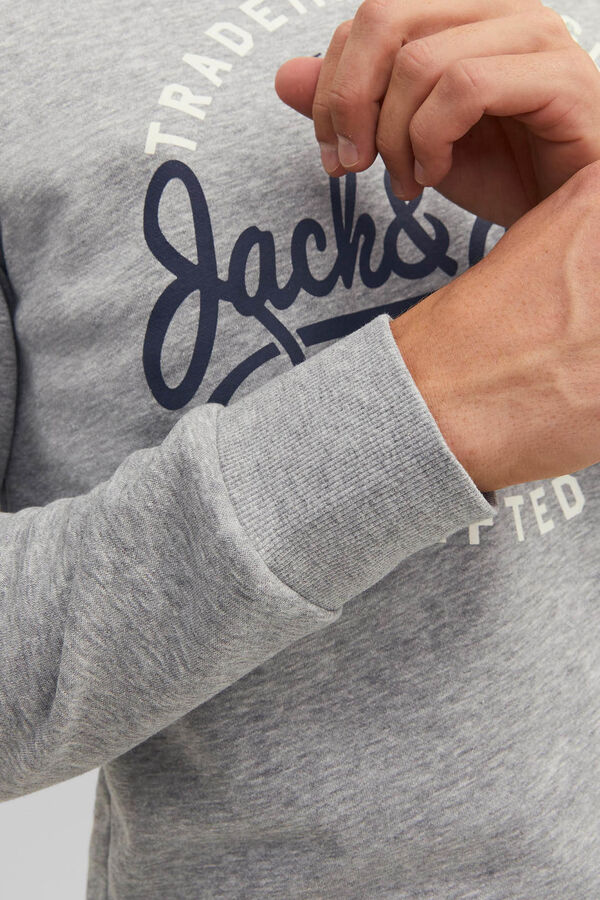 Jack & Jones Sudadera cuello redondo print logo grey