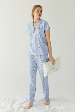 Womensecret Pijama camisero algodón Snoopy azul 100% algodón azul
