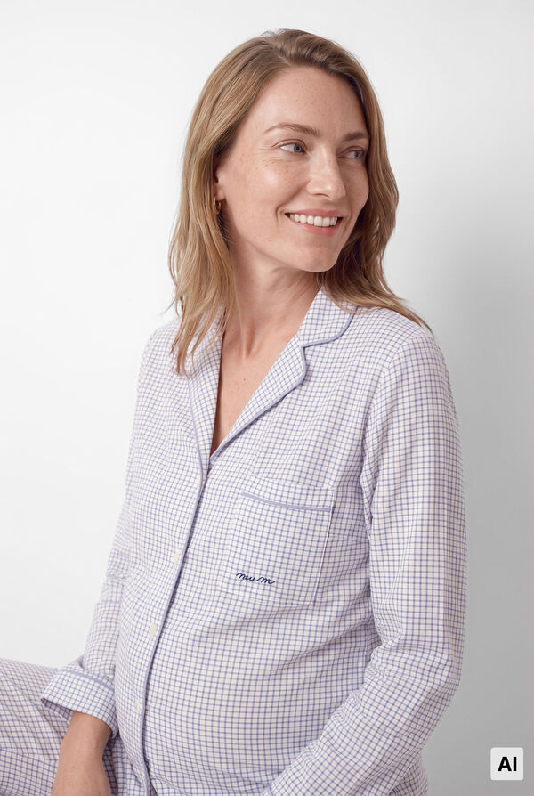 Women'secret Gingham print classic pyjamas maternity blue