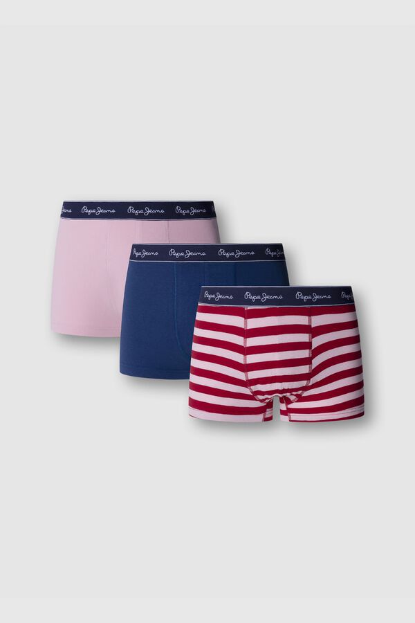 Pepe Jeans Plain and striped 3-pack boxers red
