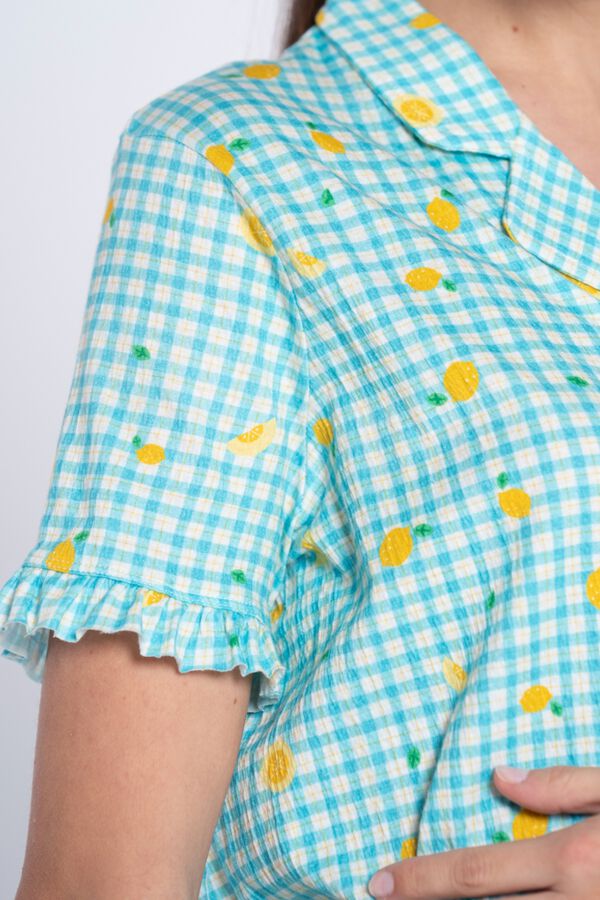 Ohma Gingham and lemon print maternity pyjamas printed