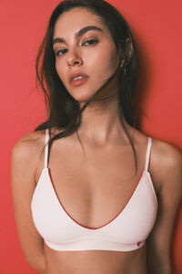 HI&BYE White ribbed seamless triangle bra