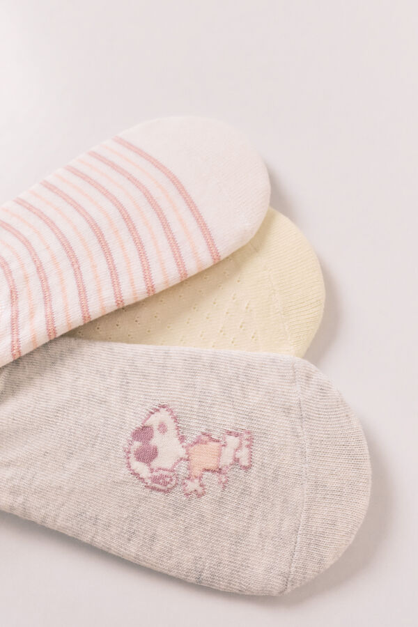 Women'secret Printed 3-pack Peanuts no-show socks printed