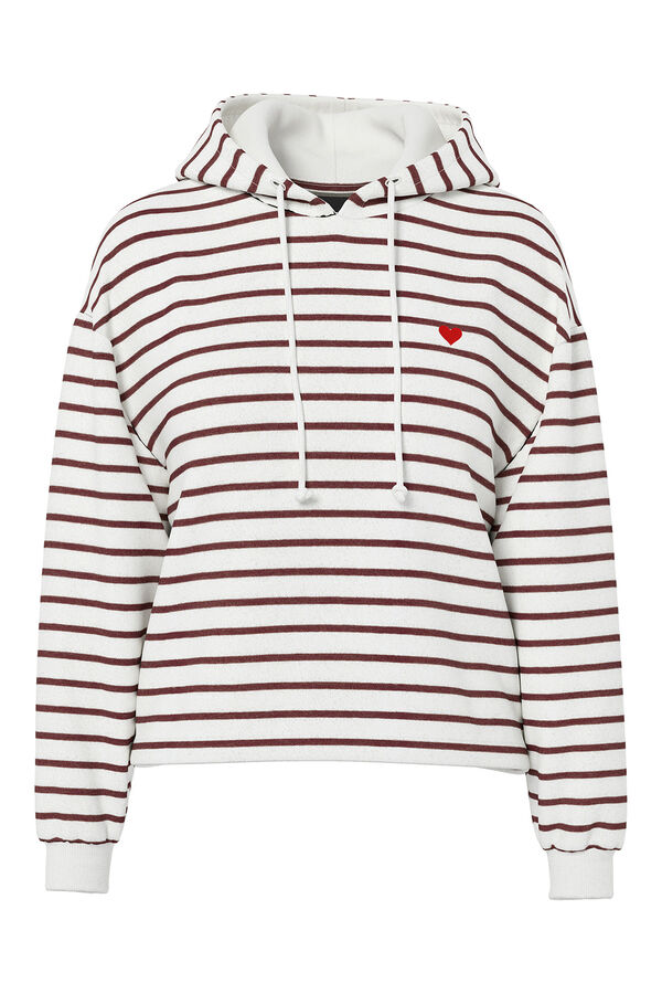 Pieces Striped embroidered sweatshirt white