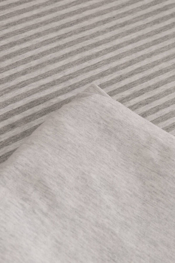 Womensecret Striped cotton jersey-knit duvet cover gris