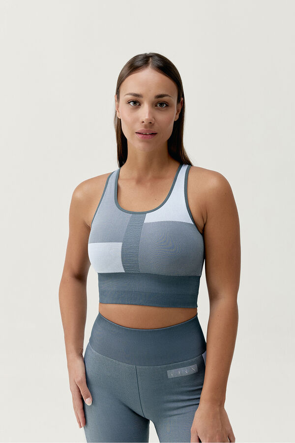 Born Living Yoga Sujetador top deportivo Athena gris/blanco&nbsp; estampado