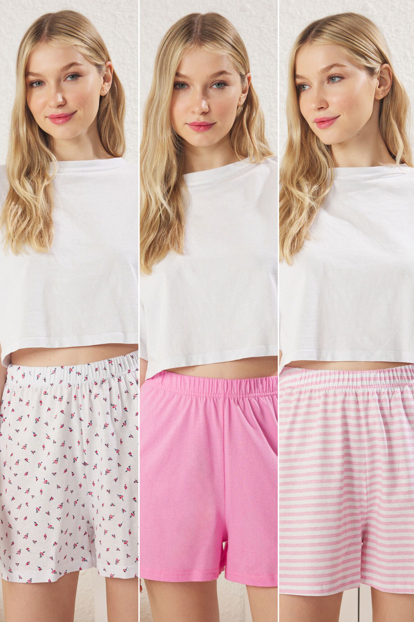 Trendyol Pack de 3 pantalones cortos de pijama
