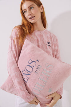 Womensecret Pink fleece cushion with La Vecina Rubia logo pink