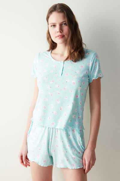 Womensecret Cuteteess patterned Mint Green T -shirt Pajama vert