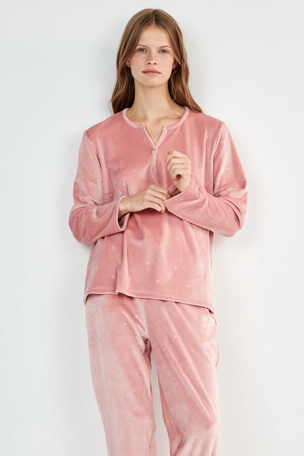 Gisela Elastic fleece pyjamas pink