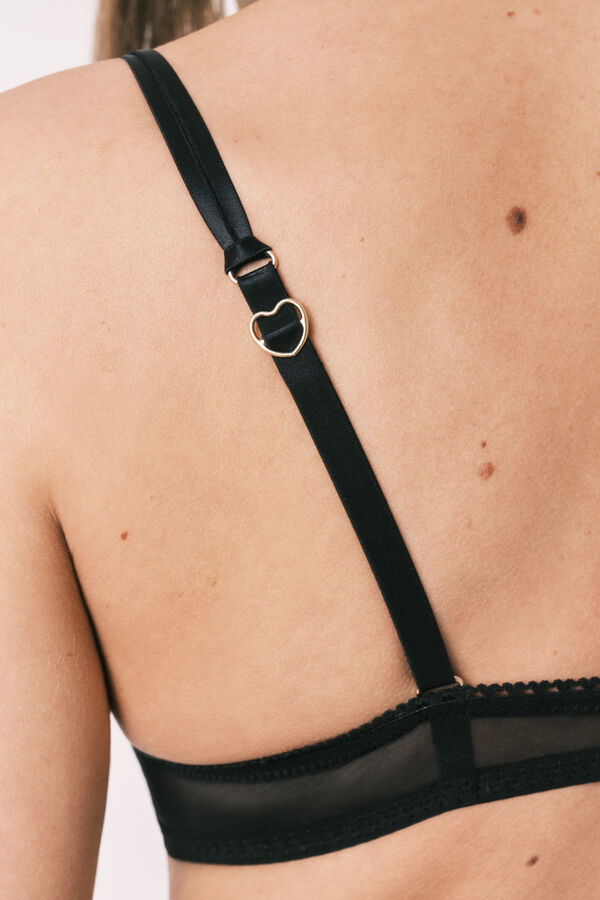 Women'secret Black tulle classic embroidered bra BEAUTIFUL black