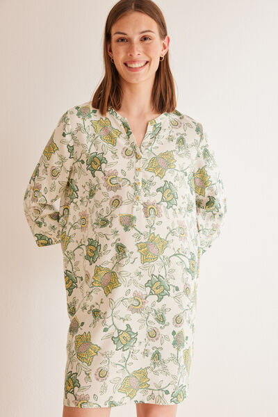 Womensecret Chemise de nuit viscose fleurs oriental vert