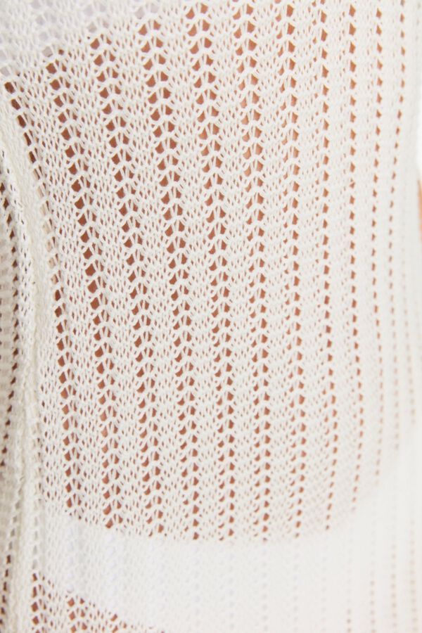 Trendyol Vestido midi de punto sin mangas marfil