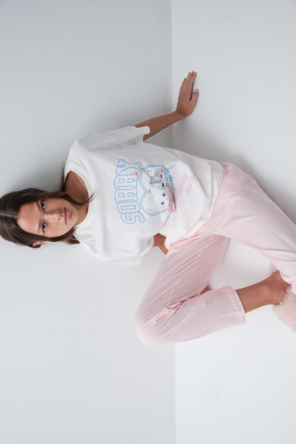 Women'secret Pink striped long trousers pink