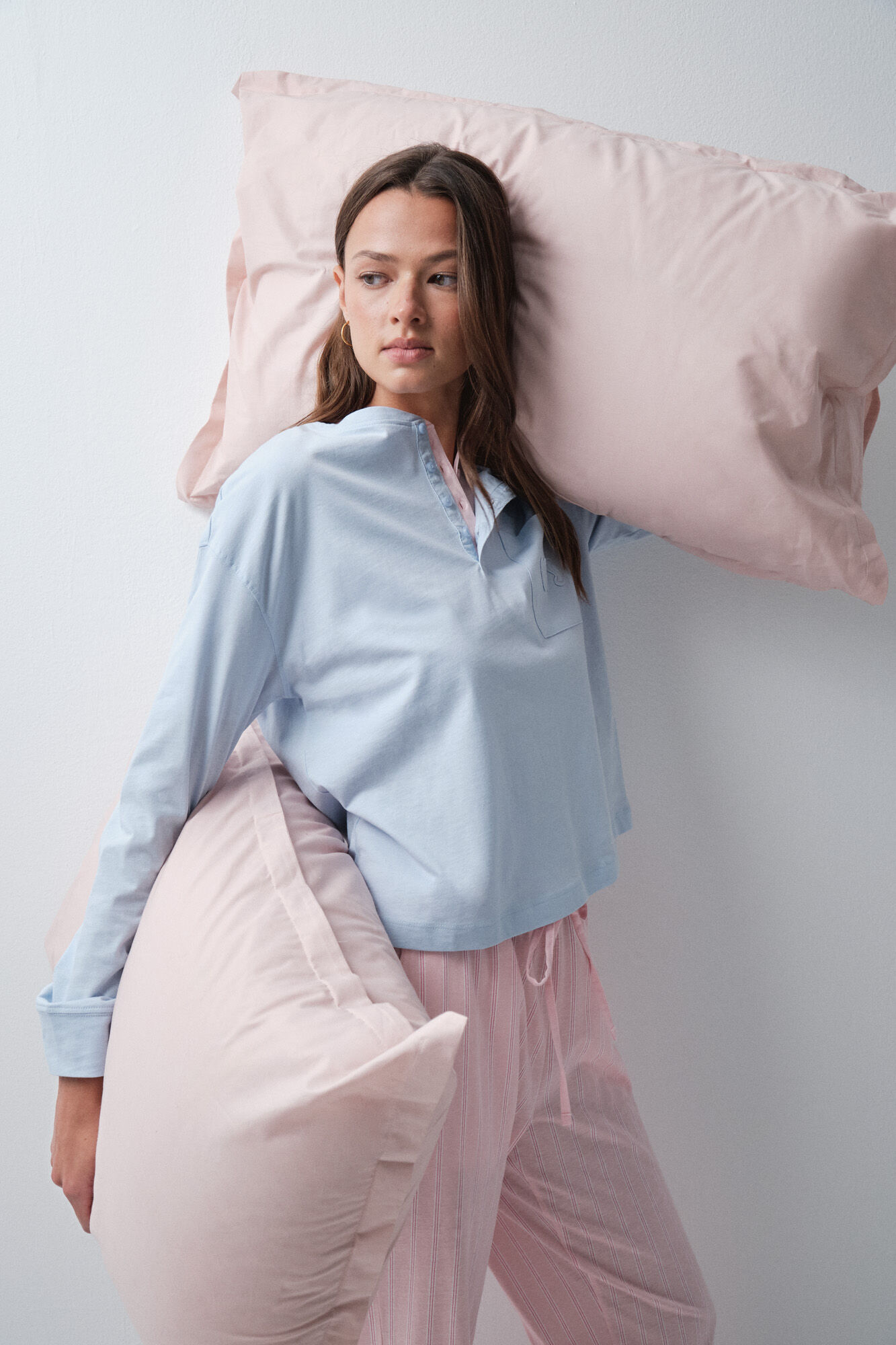 Women'secret Blue cotton pocket T-shirt