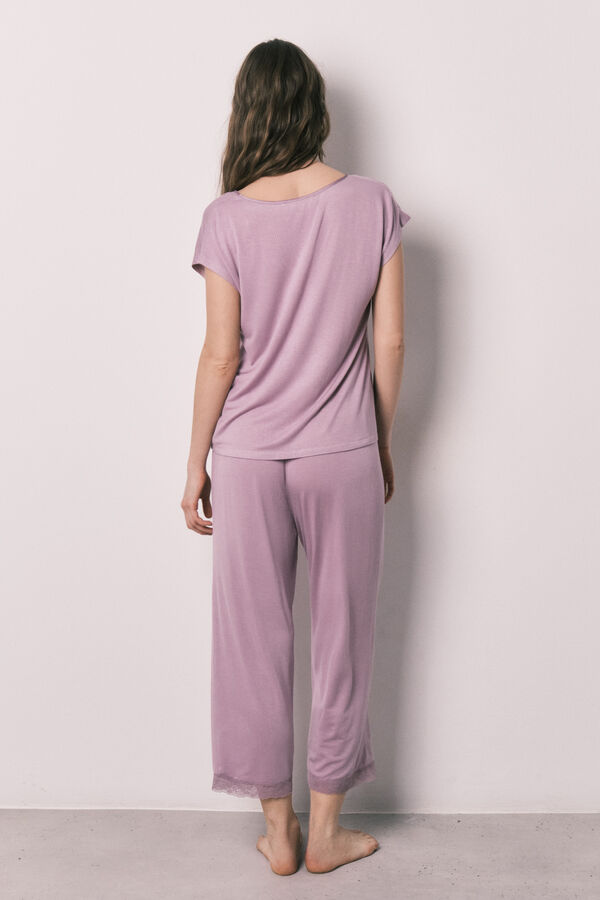 Women'secret Pink viscose soft touch capri pyjamas pink