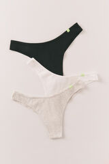HI&BYE White, grey, black cotton Brazilian panty pack of 3 white