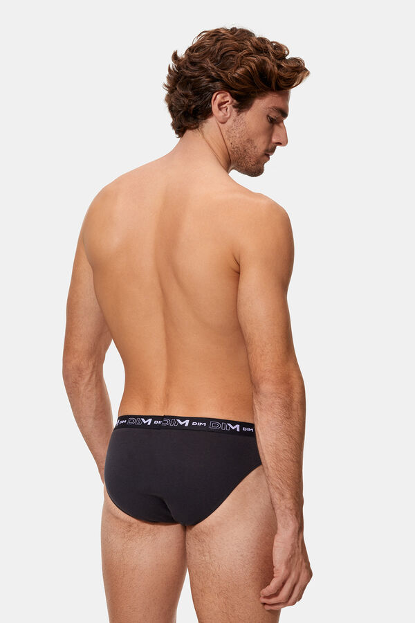 DIM Pacote de 3 cuecas masculinas de algod&atilde;o el&aacute;stico  preto