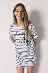 Women'secret Striped cotton short nightgown SNOOPY white