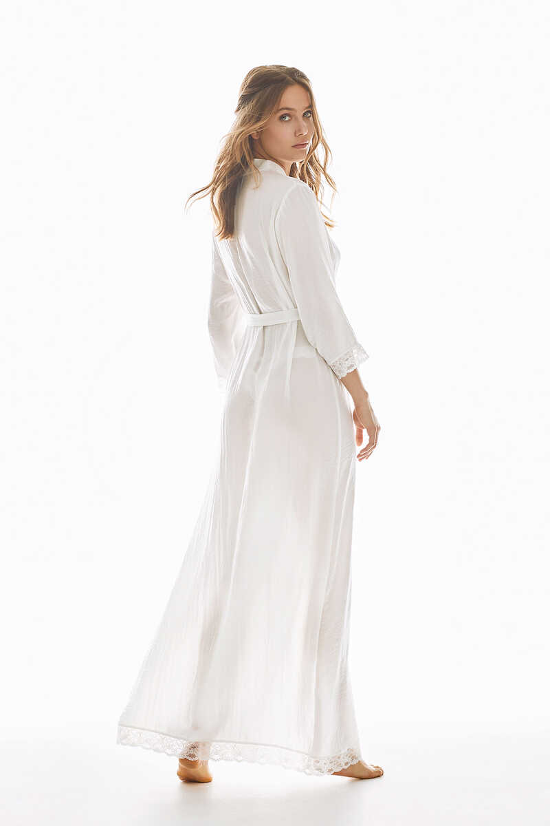 Womensecret Robe comprido de cetim branco