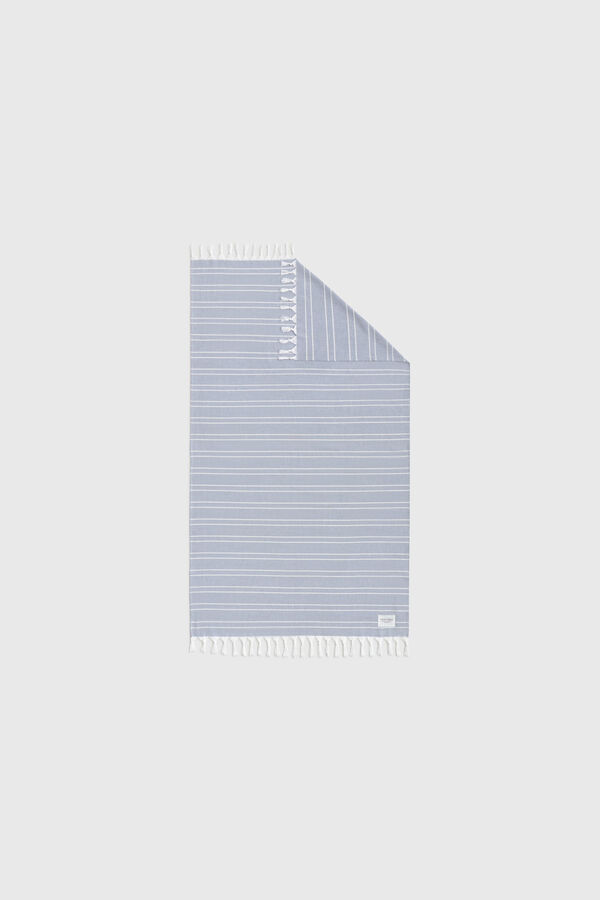 Textura Gestreiftes Baumwoll-Pareo-Handtuch Blau