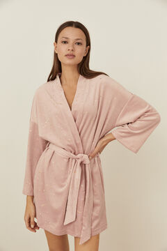 Womensecret Pink velvet robe with constellation print. pink