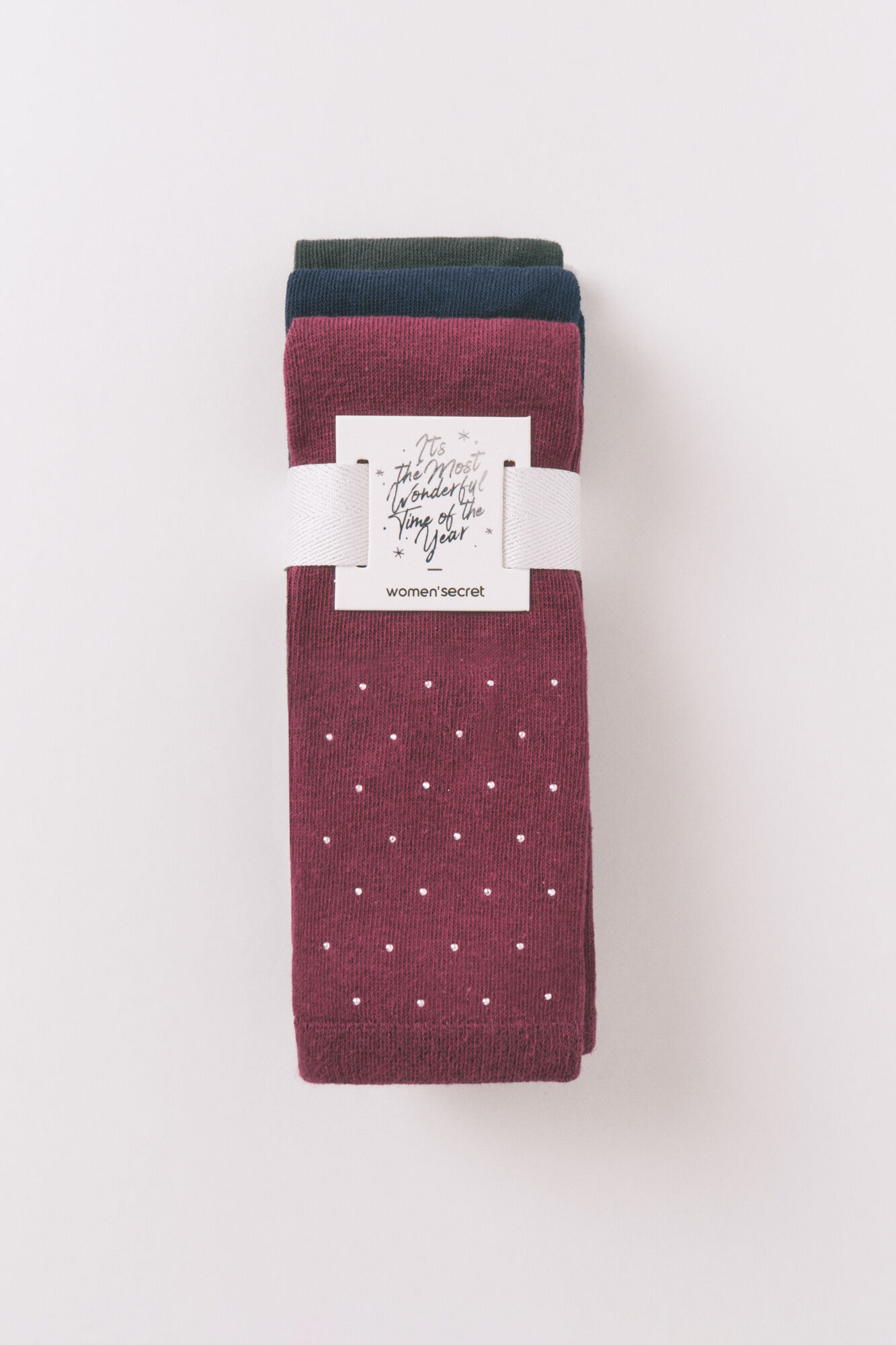 Women'secret Pack of 3 long cotton socks with glitter mix