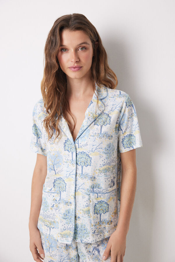 Womensecret Pyjama chemise allover en coton à motif paysage imprimé