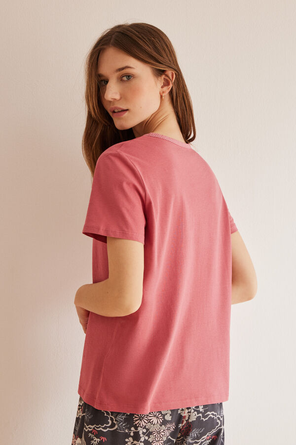 Womensecret T-shirt 100 % coton manches courtes rose rose