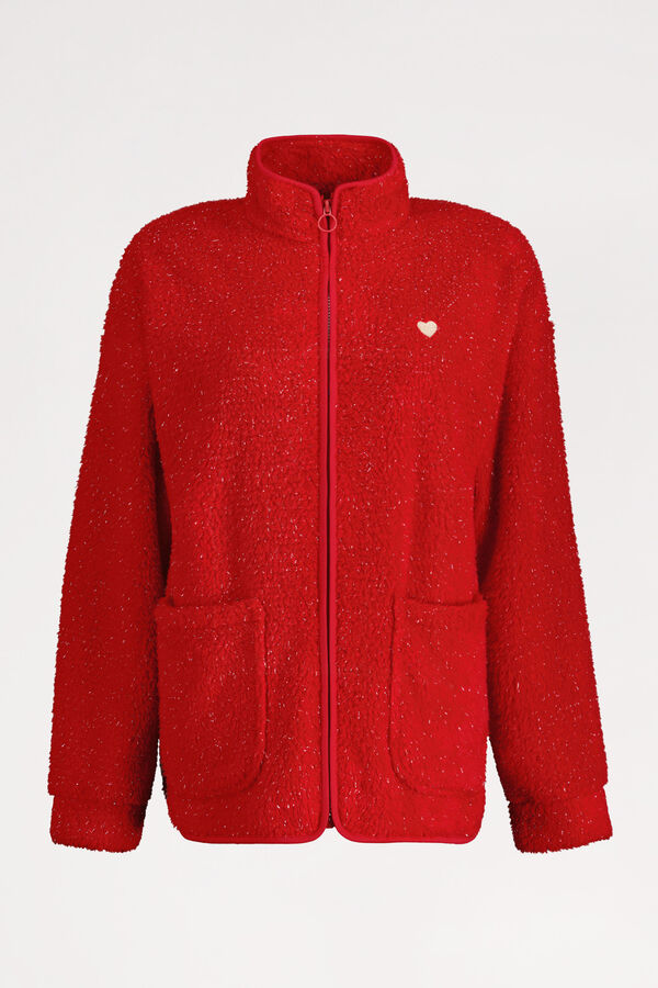 Womensecret Fluffy red lurex jacket red