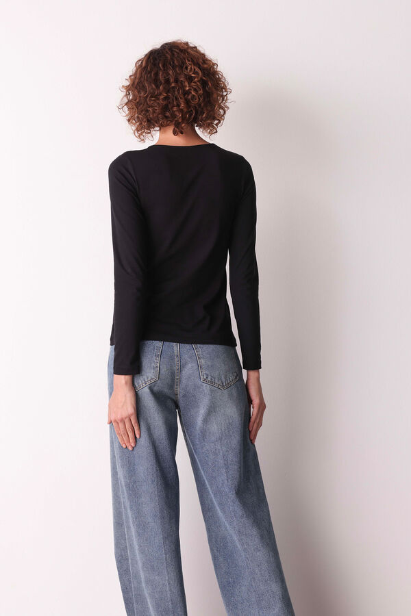 Cotonella Camiseta Manga Larga Cuello Redondo negro