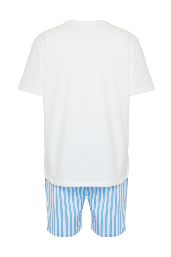 Trendyol Conjunto de pijama corto rayas marfil