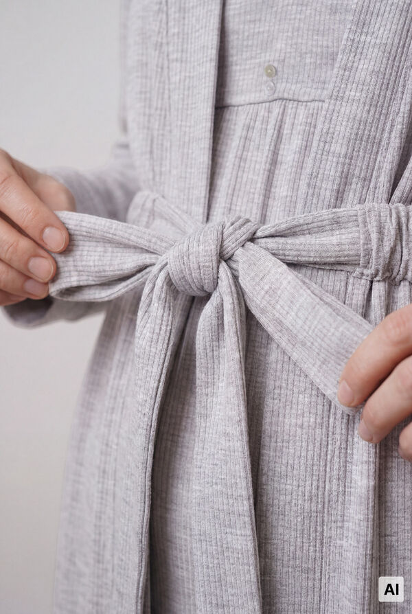 Women'secret Grey belted midi robe grey