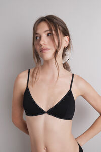 HI&BYE Black cotton triangle bra with removable cups 