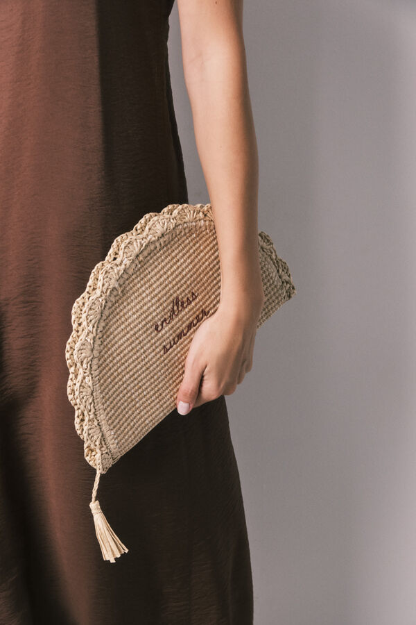 Women'secret Raffia vanity case handbag nude