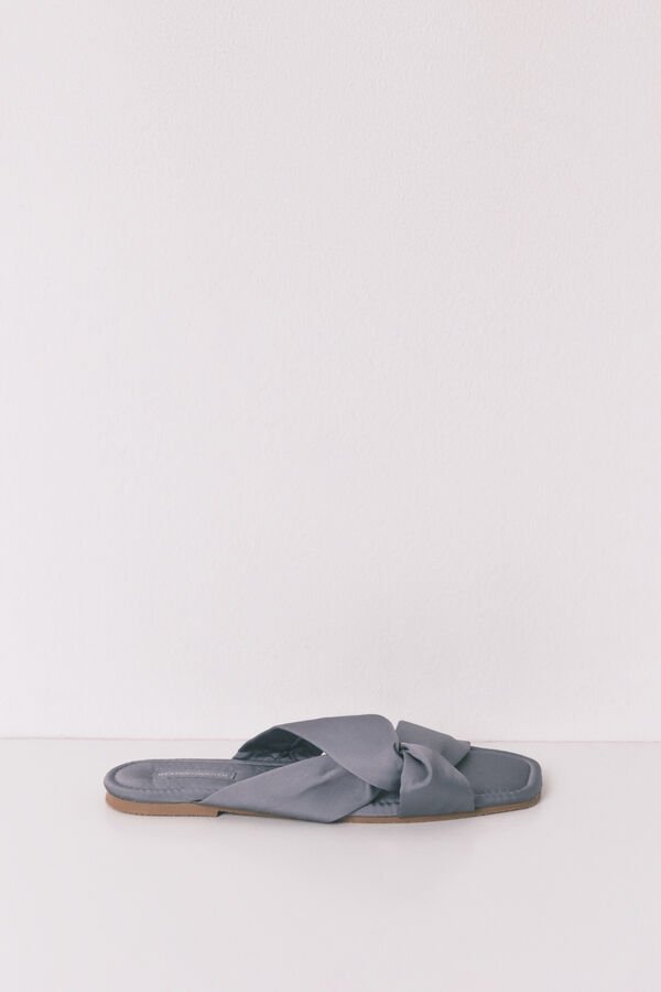 Women'secret Grayish blue satin flat sandals grey