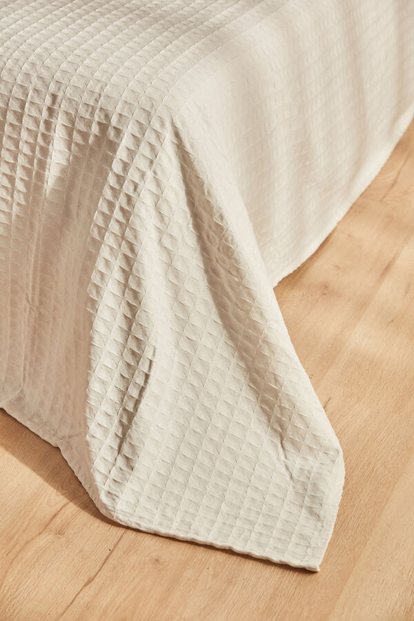 Calma House Ecru honeycomb cotton quilt honeycomb Wei&szlig;