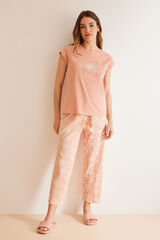 Womensecret Ružičasta kapri pidžama od 100 % pamuka  Roze