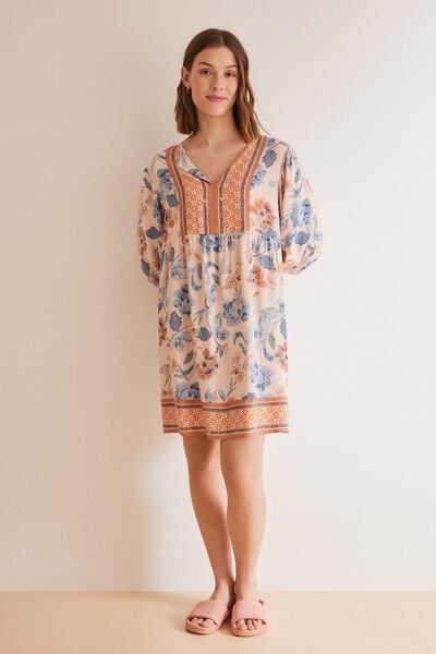 Womensecret Floral puffed sleeve dress printed