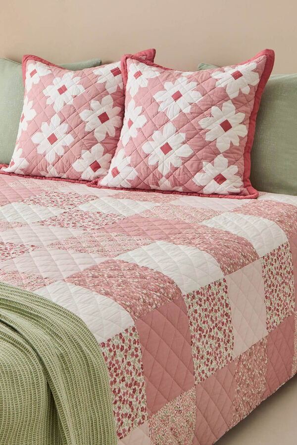 Textura Colcha Patchwork Flores pink