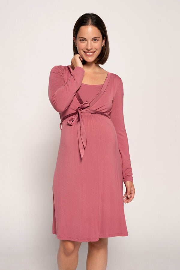 Womensecret Nursing nightgown with satin belt imprimé