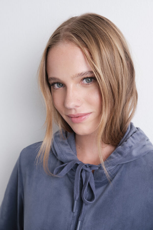 HI&BYE Plava rajsferšlus jakna sa pliš  Plava