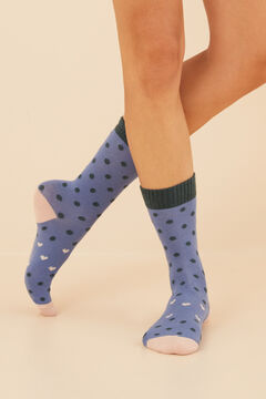 Womensecret 3-pack mid-calf cotton socks with multicoloured hearts printed