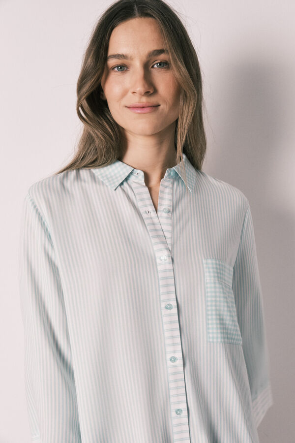 Women'secret Green striped and gingham print camisole green