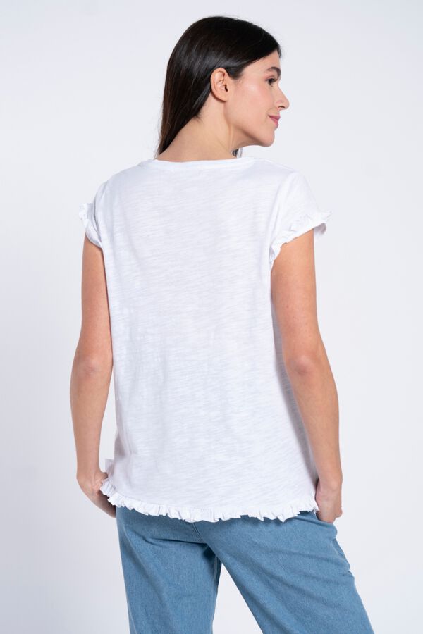 Ohma Camiseta lactancia cruzada con volantes blanco