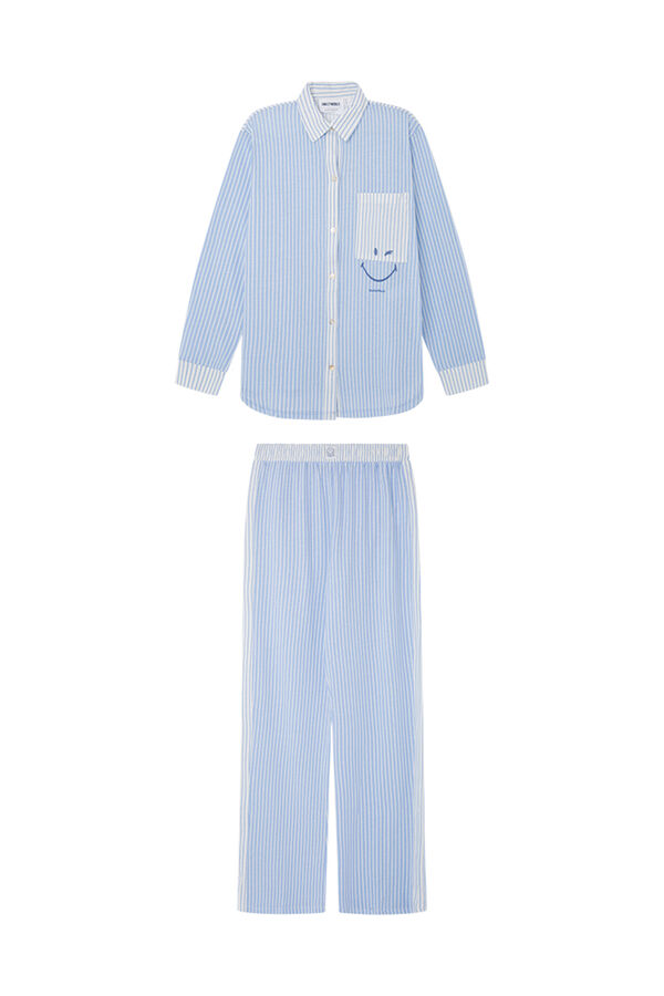 Womensecret Pijama camiseiro 100% algodão riscas SmileyWorld ®  azul
