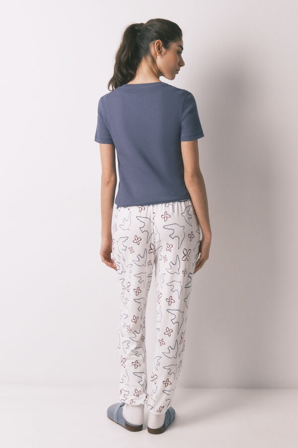 Women'secret White long bird print trousers white