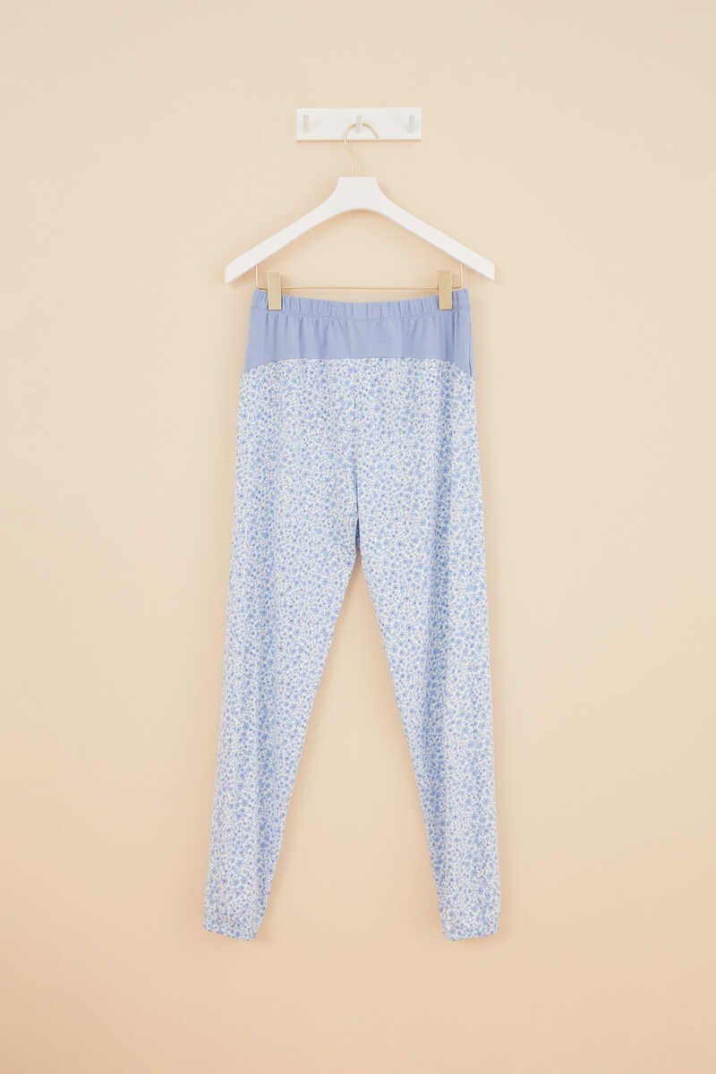 Womensecret Long 100% cotton floral maternity pyjamas blue