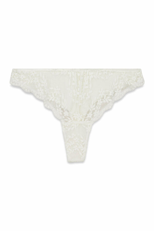 Women'secret White modal and lace thong nude