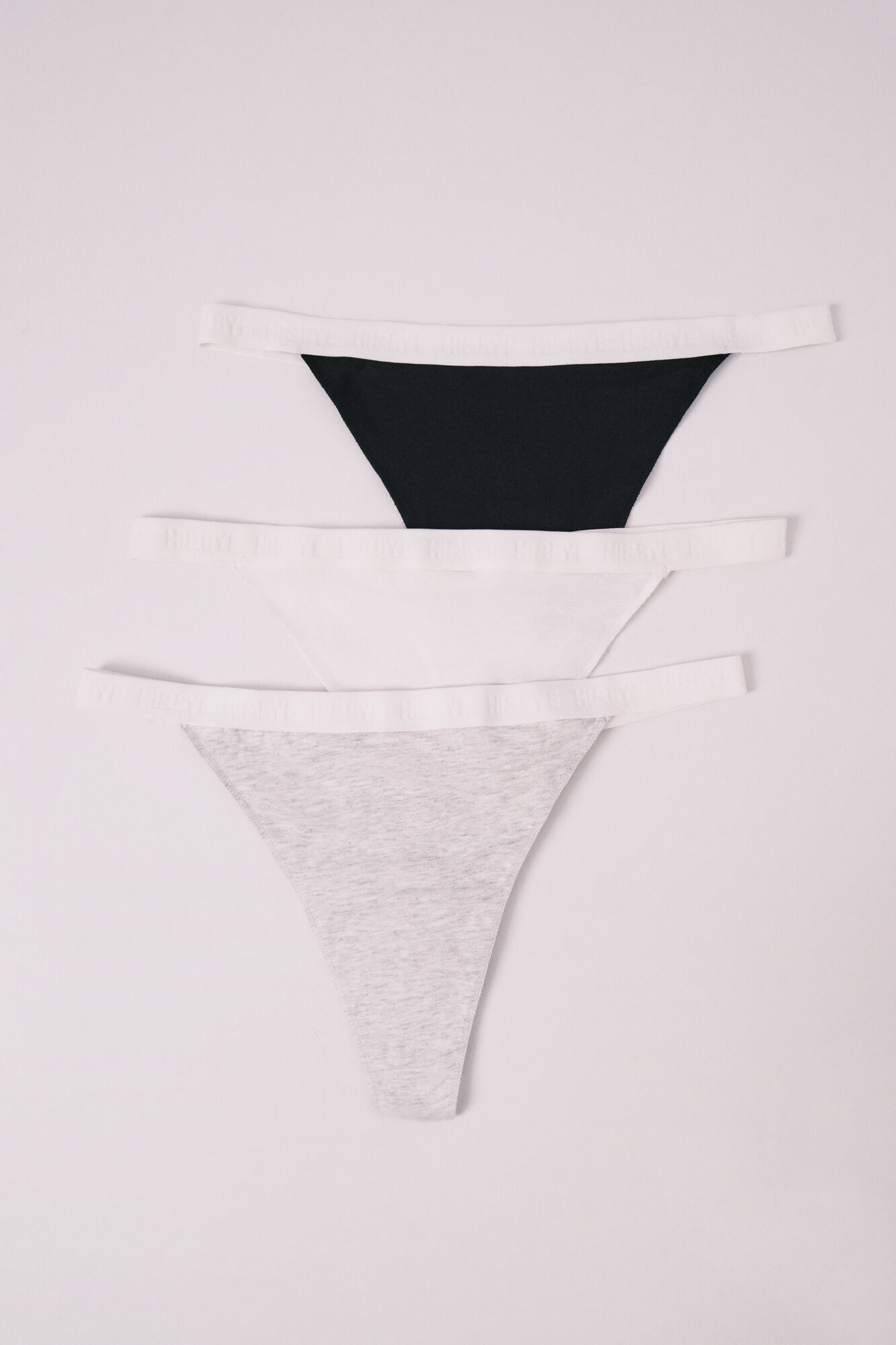HI&BYE Black cotton 3-pack thongs